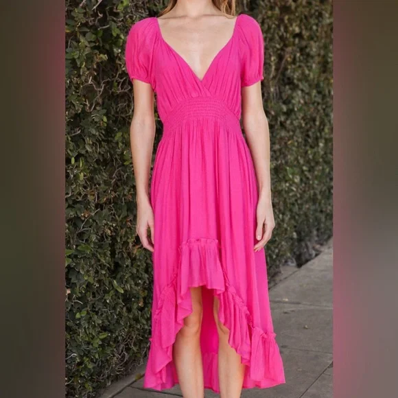 Hot Pink MIDI DRESS - Picture 2 of 3